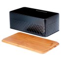 Chlebak metalowy pojemnik na chleb pieczywo z deską drewnianą czarny 33.5x18.5x12.5cm VILDE 259623
