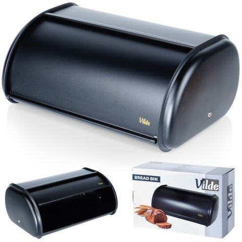 Chlebak stalowy pojemnik na pieczywo chleb bułki czarny 43x27.5x18.5cm VILDE 259616