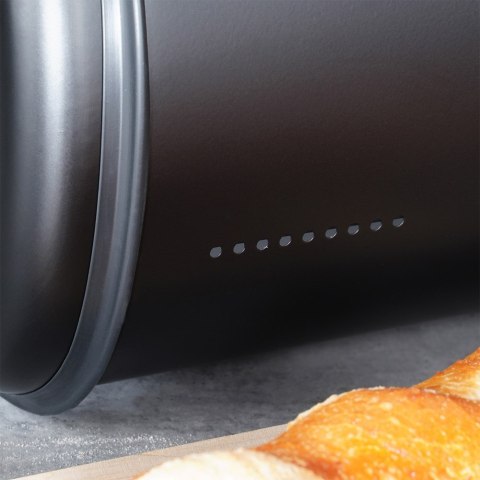 Chlebak stalowy pojemnik na pieczywo chleb bułki czarny matowy mały 36x23x14.5cm VILDE 259615