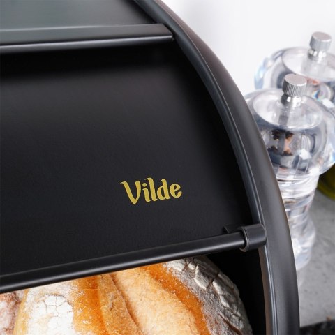 Chlebak stalowy pojemnik na pieczywo chleb bułki czarny matowy mały 36x23x14.5cm VILDE 259615