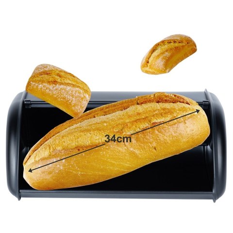 Chlebak stalowy pojemnik na pieczywo chleb bułki czarny matowy mały 36x23x14.5cm VILDE 259615