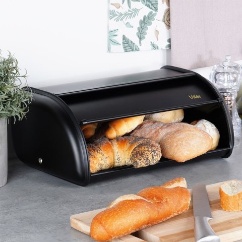 Chlebak stalowy pojemnik na pieczywo chleb bułki czarny matowy mały 36x23x14.5cm VILDE 259615
