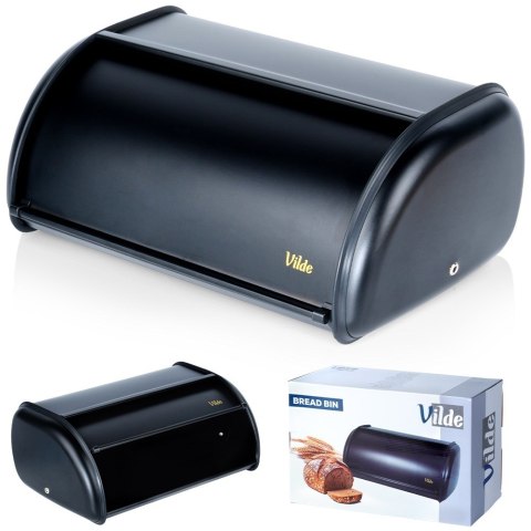 Chlebak stalowy pojemnik na pieczywo chleb bułki czarny matowy mały 36x23x14.5cm VILDE 259615