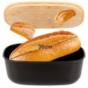 Chlebak z deską do krojenia bambusową czarny 39x23.5x15.5cm VILDE 259176