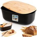 Chlebak z deską do krojenia bambusową czarny 39x23.5x15.5cm VILDE 259176
