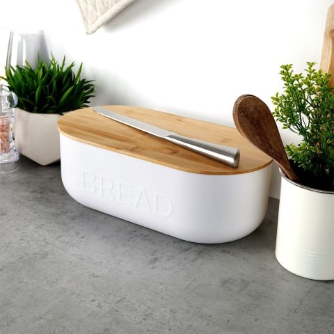 Chlebak z deską do krojenia biały 36x19.5x12.5cm VILDE 259226