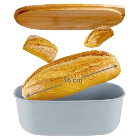 Chlebak z deską do krojenia szary 39x23.5x15.5cm VILDE 259177