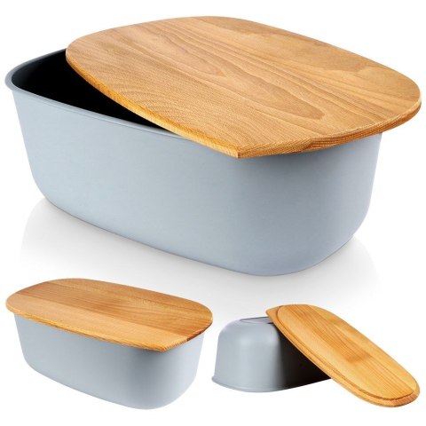 Chlebak z deską do krojenia szary 39x23.5x15.5cm VILDE 259177