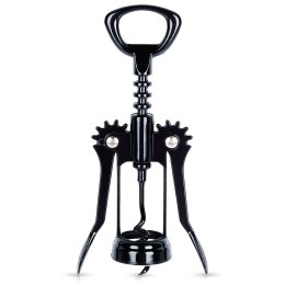Korkociąg do wina otwieracz do butelek wina metalowy czarny 16cm VILDE 259686