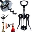 Korkociąg do wina otwieracz do butelek wina metalowy czarny 16cm VILDE 259686
