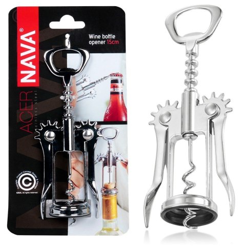Korkociąg otwieracz do butelek wina stalowy ACER 15cm NAVA 10-186-028