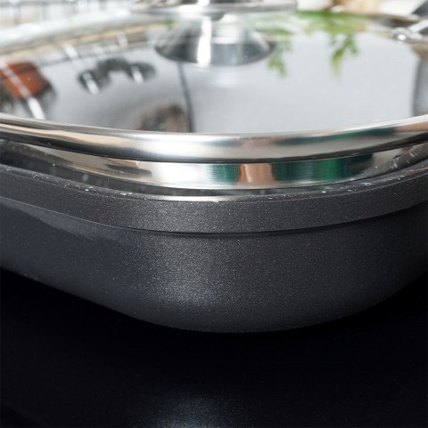 Pokrywka szklana kwadratowa duża do garnka patelni 27x27cm GRANDE ORION 126316