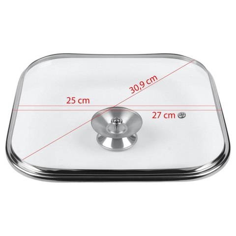 Pokrywka szklana kwadratowa duża do garnka patelni 27x27cm GRANDE ORION 126316