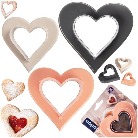 Wykrawacze do ciastek dwustronne serce 3 szt. ORION 127496