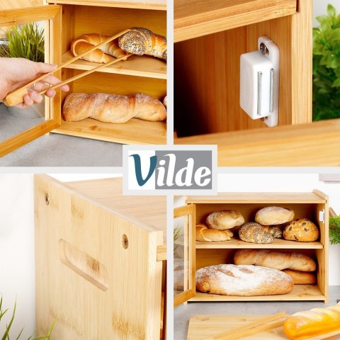 Chlebak bambusowy ze szczypcami dwupoziomowy 40x20x31cm VILDE 229197