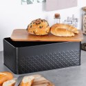 Chlebak metalowy pojemnik na chleb pieczywo z deską drewnianą czarny 33.5x18.5x12.5cm VILDE 259623