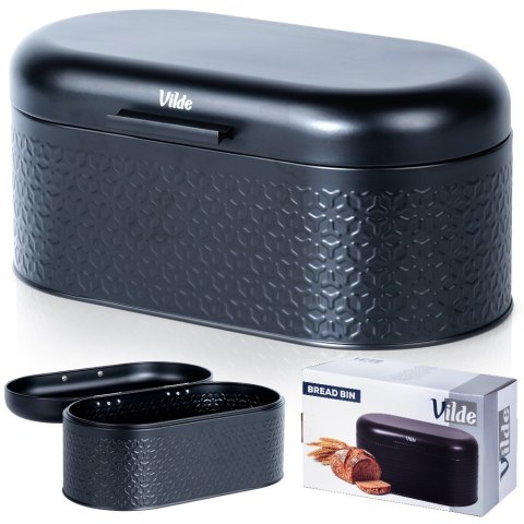 Chlebak stalowy pojemnik na pieczywo chleb bułki czarny 34x20x15cm VILDE 259626