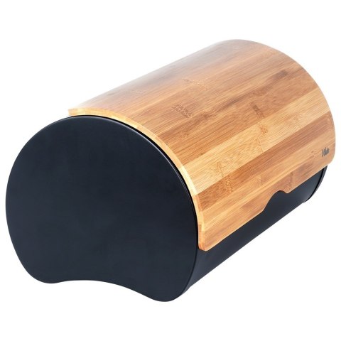 Chlebak stalowy pojemnik na pieczywo chleb bułki drewniany czarny 38x24x20cm VILDE 259625