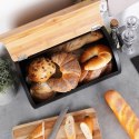 Chlebak stalowy pojemnik na pieczywo chleb bułki drewniany czarny 38x24x20cm VILDE 259625
