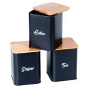 Chlebak z pojemnikami na herbatę kawę cukier metalowy czarny 4-ele VILDE 259627