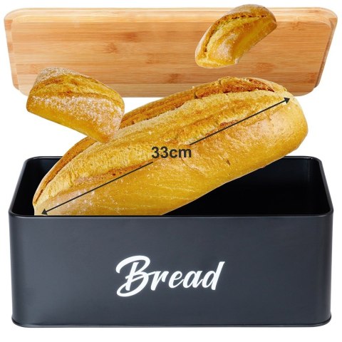 Chlebak z pojemnikami na herbatę kawę cukier metalowy czarny 4-ele VILDE 259627