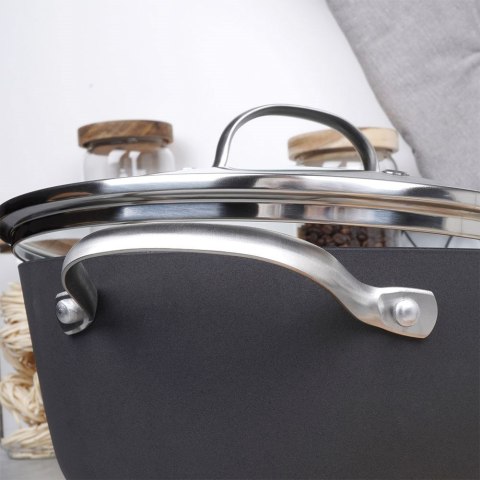 Garnek żeliwny ze szklaną pokrywką indukcja ATLAS 24 cm 4L NAVA 10-205-060