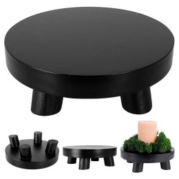 Podstawka pod kompozycje dekoracyjne świece drewniana czarna 20cm VILDE 569488