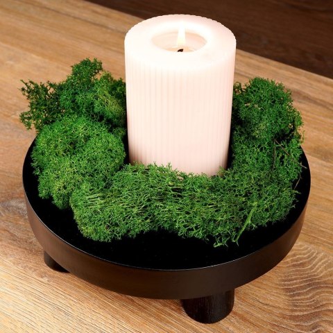 Podstawka pod kompozycje dekoracyjne świece drewniana czarna 20cm VILDE 569488