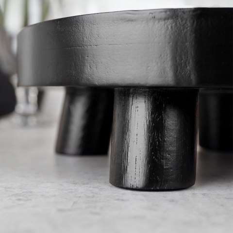 Podstawka pod kompozycje dekoracyjne świece drewniana czarna 20cm VILDE 569488