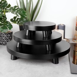 Podstawka pod kompozycje dekoracyjne świece drewniana czarna 30cm VILDE 569489