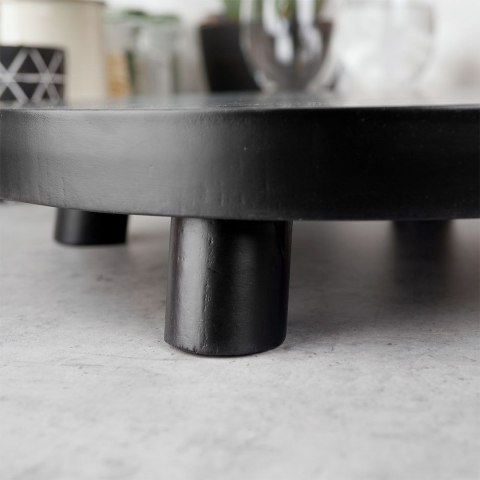 Podstawka pod kompozycje dekoracyjne świece drewniana czarna 30cm VILDE 569489