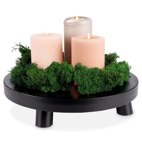 Podstawka pod kompozycje dekoracyjne świece drewniana czarna 30cm VILDE 569489