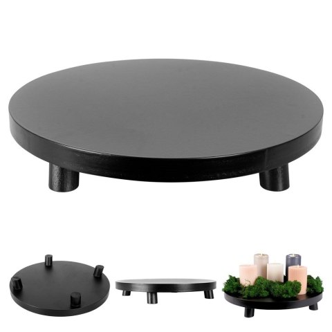 Podstawka pod kompozycje dekoracyjne świece drewniana czarna 40cm VILDE 569490
