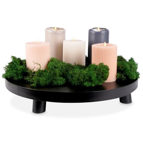 Podstawka pod kompozycje dekoracyjne świece drewniana czarna 40cm VILDE 569490