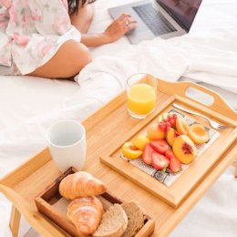 Stolik śniadaniowy do łóżka składany drewniany 50x30x24.5cm ORION 153826