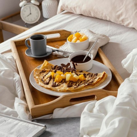 Stolik śniadaniowy do łóżka składany drewniany 50x30x24.5cm ORION 153826