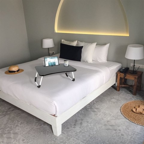 Stolik śniadaniowy do łóżka składany szary 59.5x39.5x26cm VILDE 569424