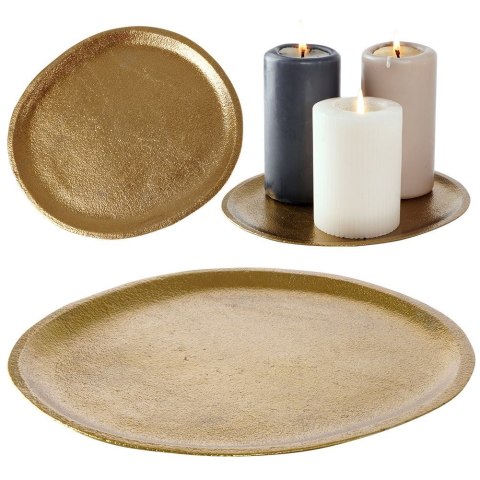 Taca dekoracyjna aluminiowa złota owalna 21.5cm VILDE 139223