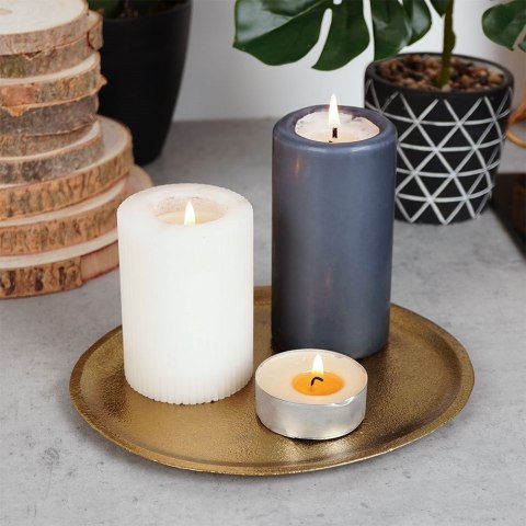 Taca dekoracyjna aluminiowa złota owalna 21.5cm VILDE 139223