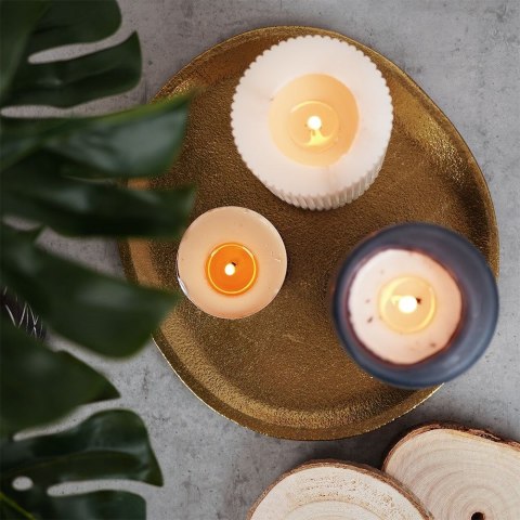 Taca dekoracyjna aluminiowa złota owalna 21.5cm VILDE 139223