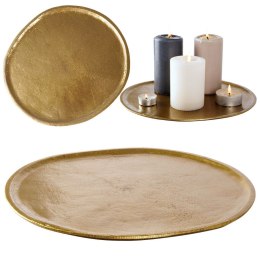 Taca dekoracyjna aluminiowa złota owalna 30cm VILDE 139224
