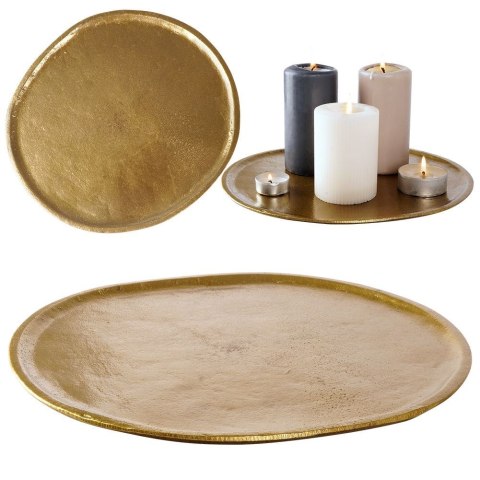 Taca dekoracyjna aluminiowa złota owalna 30cm VILDE 139224