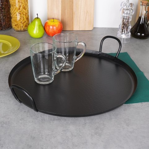 Taca do serwowania metalowa czarna z uchwytami 40.5cm EXCELLENT HOUSEWARE 139404