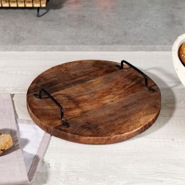 Taca do serwowania przekąsek drewniana z uchwytami 30cm VILDE 259025