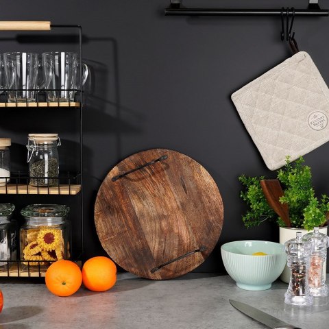 Taca do serwowania przekąsek drewniana z uchwytami 30cm VILDE 259025