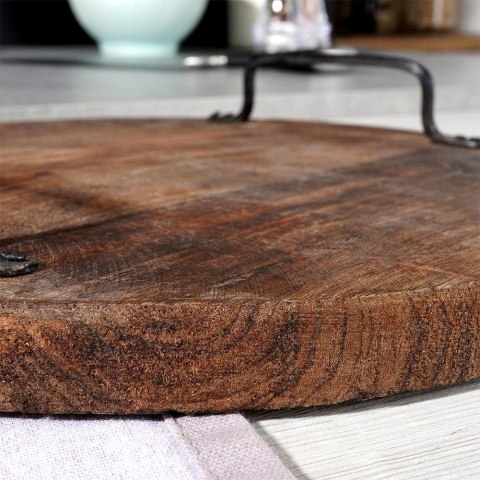 Taca do serwowania przekąsek drewniana z uchwytami 30cm VILDE 259025