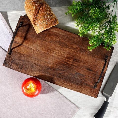 Taca do serwowania przekąsek drewniana z uchwytami 40.5x21.5cm VILDE 259023