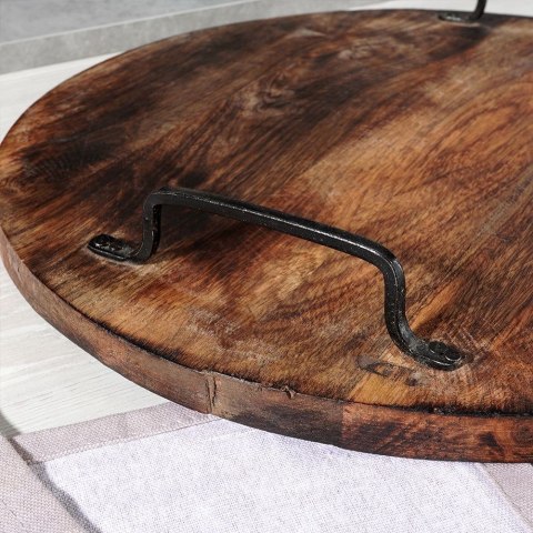 Taca do serwowania przekąsek drewniana z uchwytami duża 39cm VILDE 259026