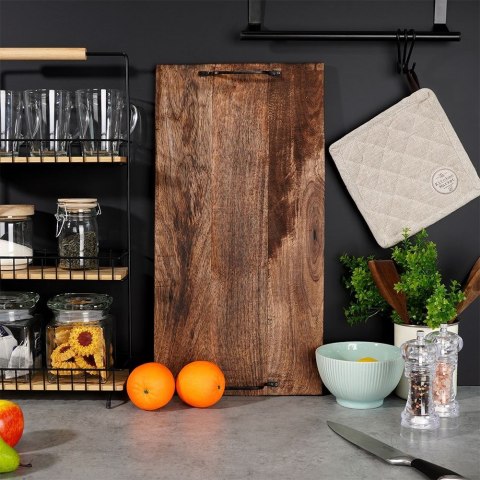 Taca do serwowania przekąsek drewniana z uchwytami duża 56x29.6cm VILDE 259024