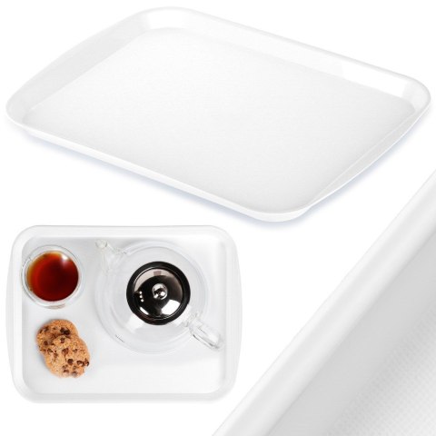 Taca do serwowania przekąsek potraw plastikowa biała 35.5x27cm ORION 153812